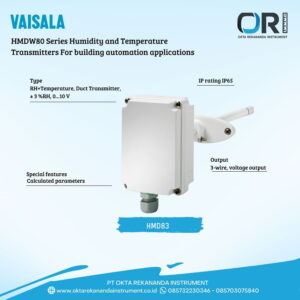 VAISALA HMD83 RH+T Duct Transmitter, ± 3 %RH, 0...10 V PRE ORDER 4-8 WEEKS